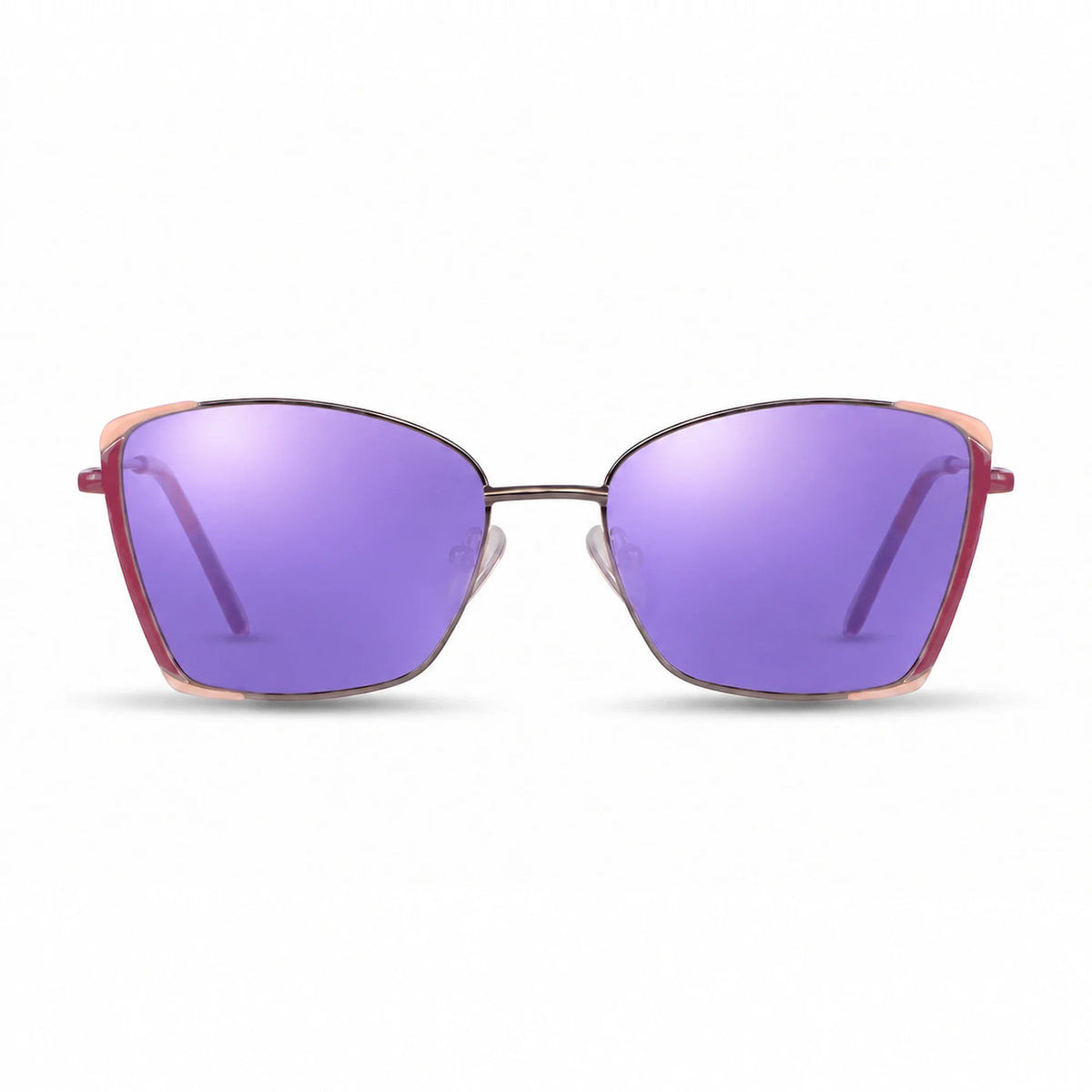 Lentes de sol Fiore 3916 Plateado con cristal espejado morado polarizado UV400, vista frontal para mujer #color_espejado-morado #foto_frontal