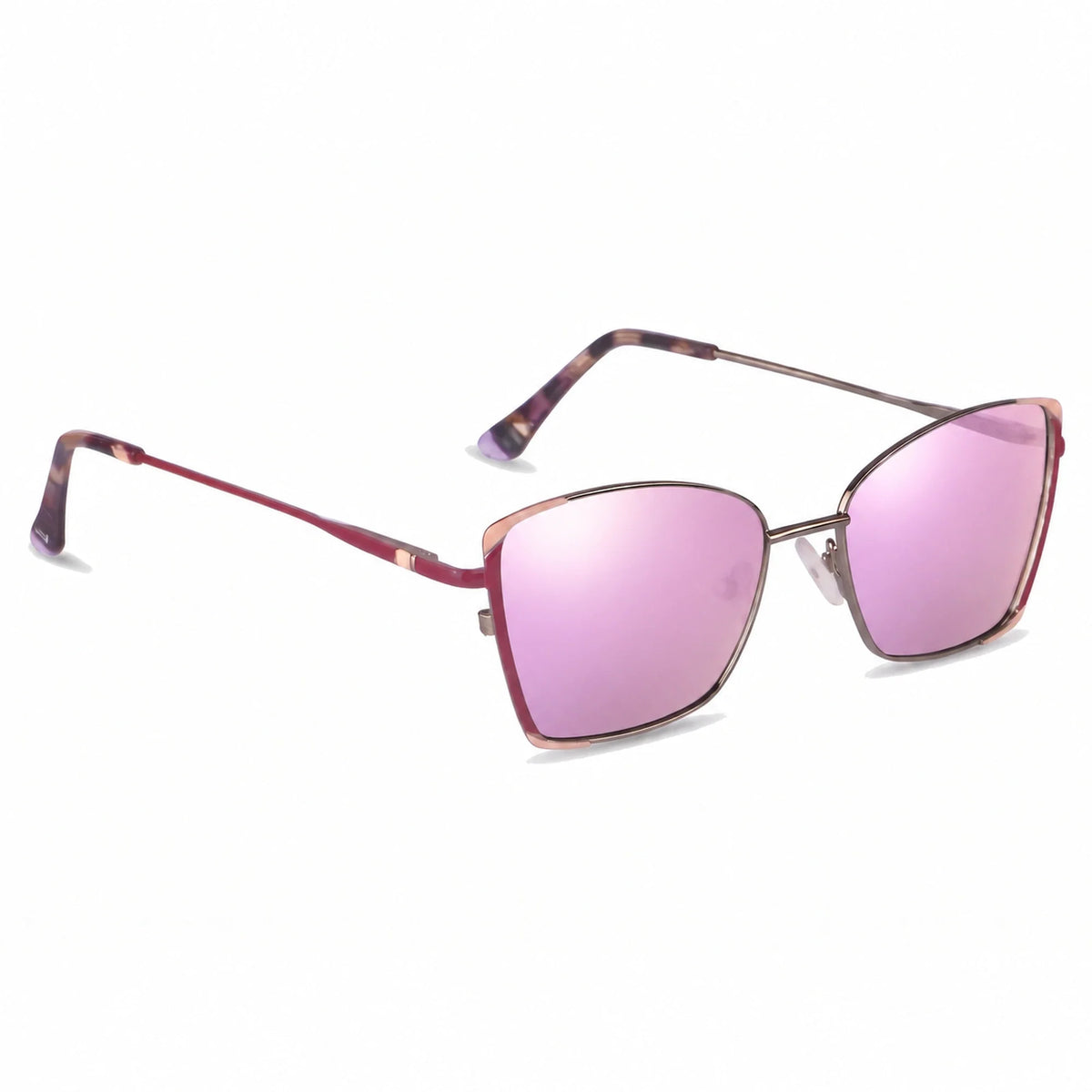 Lentes de sol Fiore 3916 Plateado con cristal espejado rosado polarizado UV400, vista en tres cuartos para mujer #color_espejado-rosado