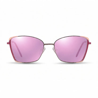 Lentes de sol Fiore 3916 Plateado con cristal espejado rosado polarizado UV400, vista frontal para mujer #color_espejado-rosado #foto_frontal