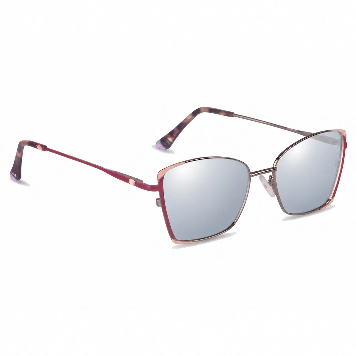 Lentes de sol Fiore 3916 Plateado con cristal espejado silver polarizado UV400, vista en tres cuartos para mujer #color_espejado-silver