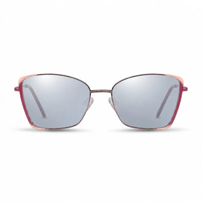 Lentes de sol Fiore 3916 Plateado con cristal espejado silver polarizado UV400, vista frontal para mujer #color_espejado-silver #foto_frontal