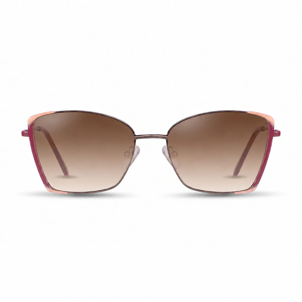 Lentes de sol Fiore 3916 Plateado con cristal gradiente café polarizado UV400, vista frontal para mujer #color_gradiente-cafe #foto_frontal