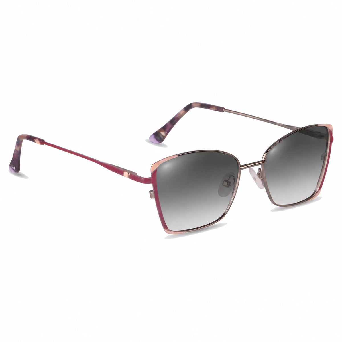 Lentes de sol Fiore 3916 Plateado con cristal gradiente gris polarizado UV400, vista en tres cuartos para mujer #color_gradiente-gris