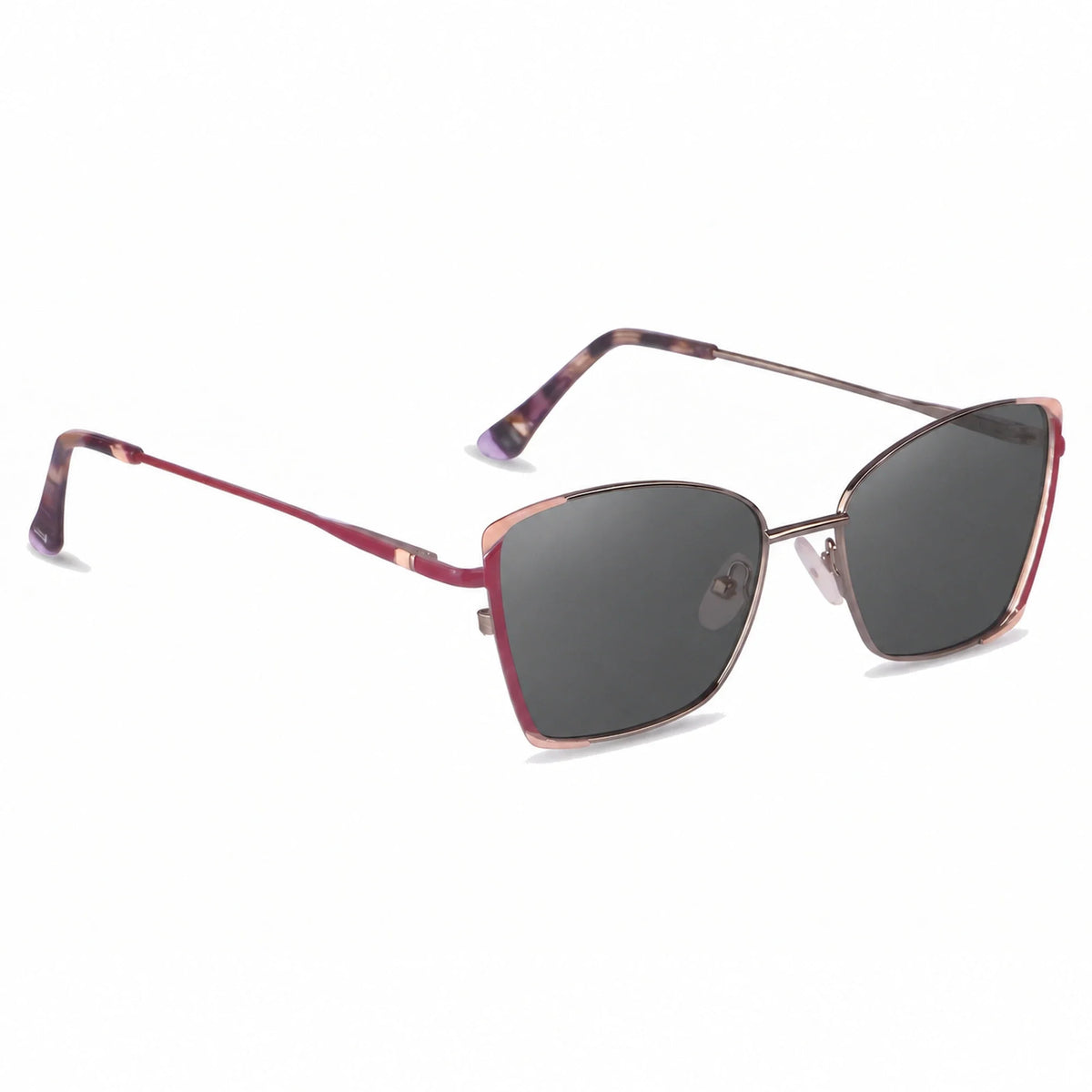Lentes de sol Fiore 3916 Plateado con cristal negro polarizado UV400, vista en tres cuartos para mujer #color_negro