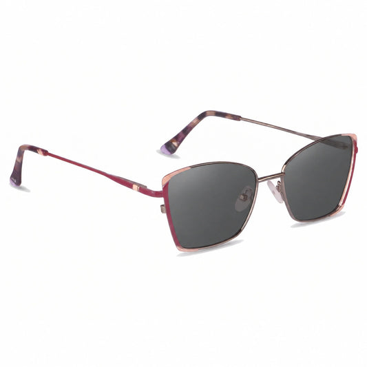 Lentes de sol Fiore 3916 Plateado con cristal negro polarizado UV400, vista en tres cuartos para mujer #color_negro