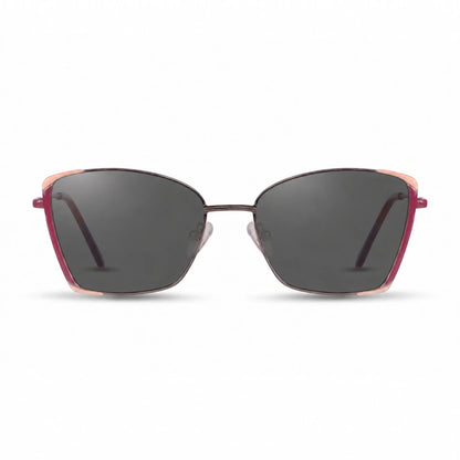 Lentes de sol Fiore 3916 Plateado con cristal negro polarizado UV400, vista frontal para mujer #color_negro #foto_frontal