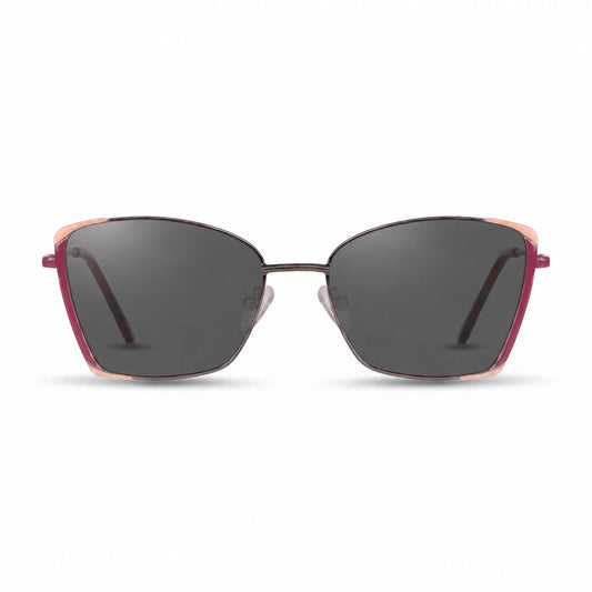 Lentes de sol Fiore 3916 Plateado con cristal negro polarizado UV400, vista frontal para mujer #color_negro #foto_frontal