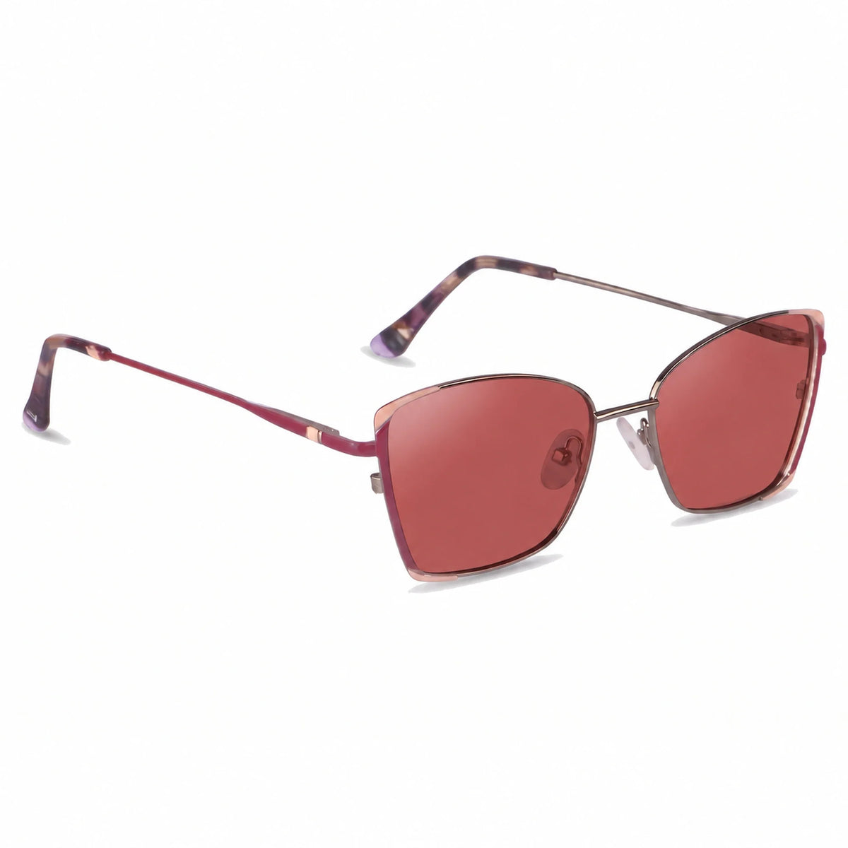 Lentes de sol Fiore 3916 Plateado con cristal rojo polarizado UV400, vista en tres cuartos para mujer #color_rojo