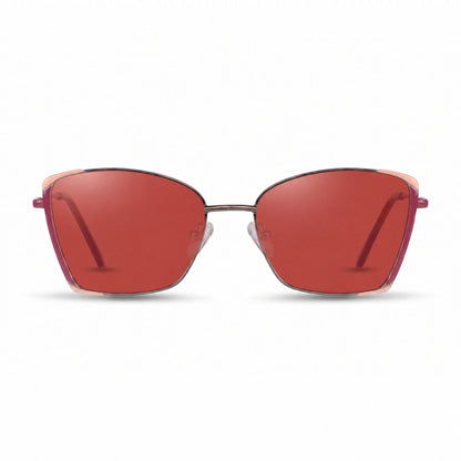 Lentes de sol Fiore 3916 Plateado con cristal rojo polarizado UV400, vista frontal para mujer #color_rojo #foto_frontal