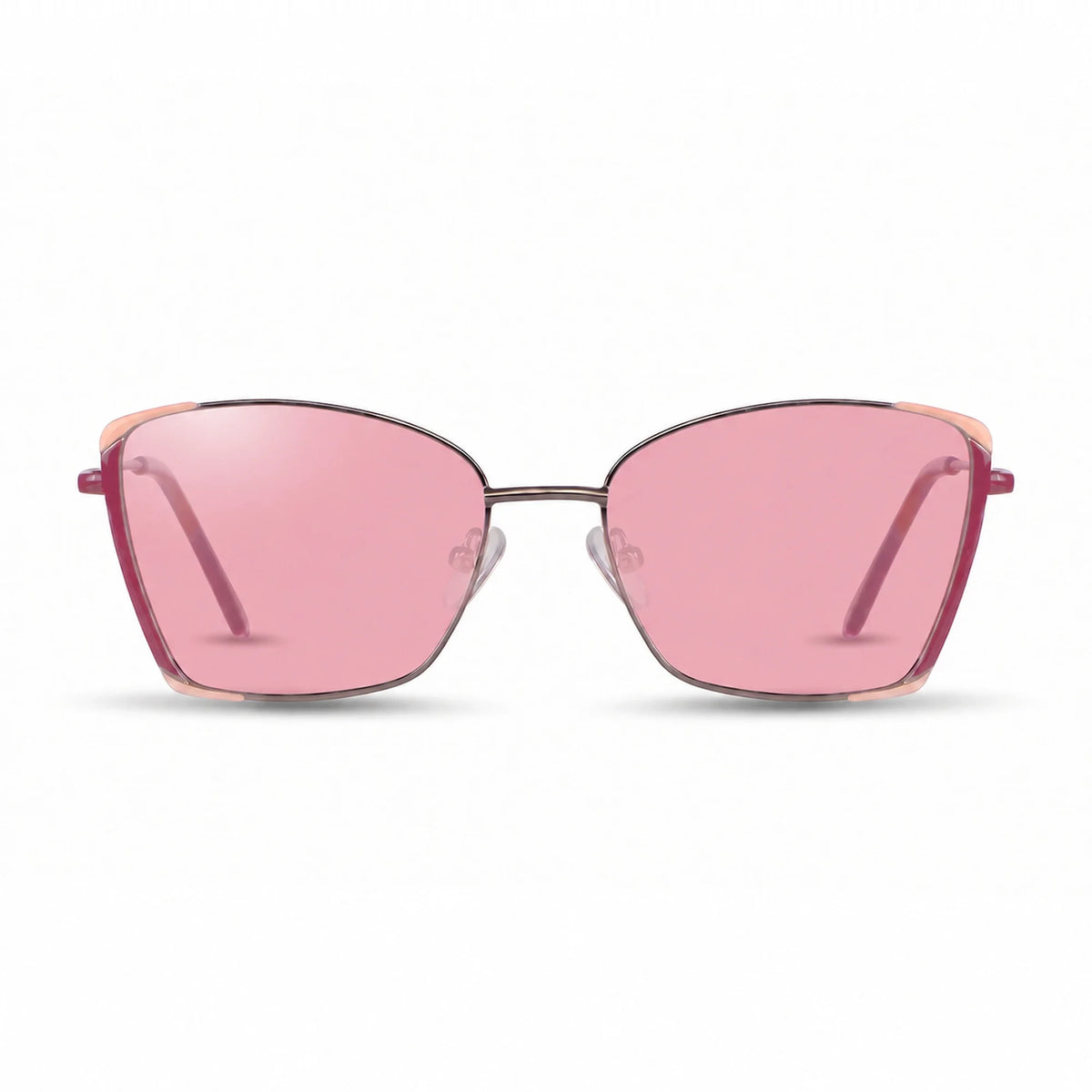 Lentes de sol Fiore 3916 Plateado con cristal rosado polarizado UV400, vista frontal para mujer #color_rosado #foto_frontal