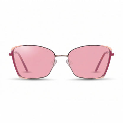 Lentes de sol Fiore 3916 Plateado con cristal rosado polarizado UV400, vista frontal para mujer #color_rosado #foto_frontal