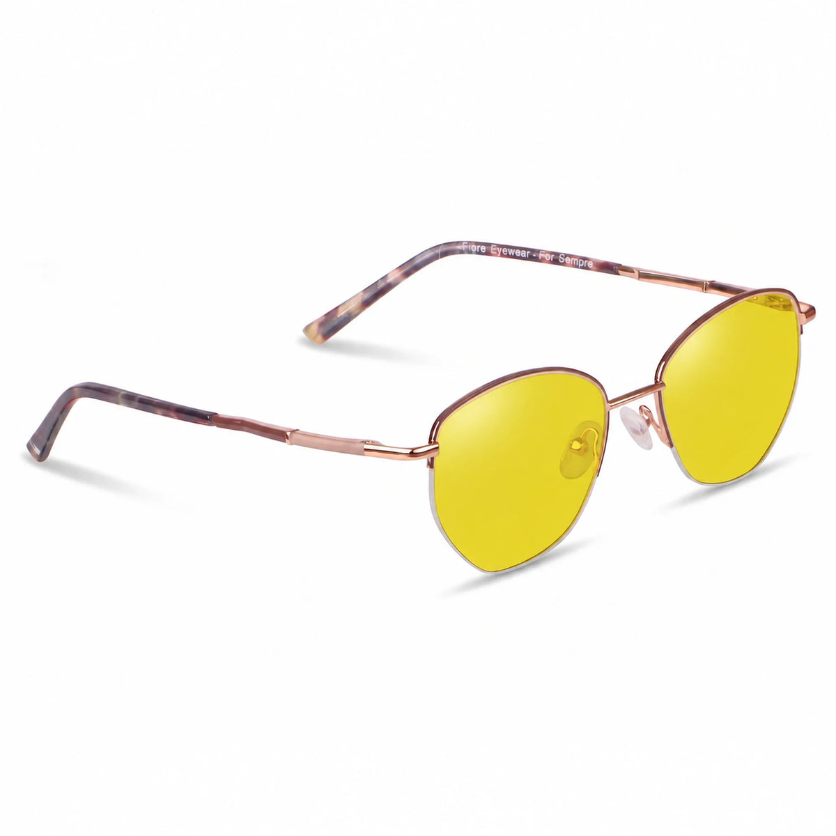 Lentes de sol Fiore 3921 Brown con cristal amarillo polarizado UV400, vista en tres cuartos para mujer #color_amarillo