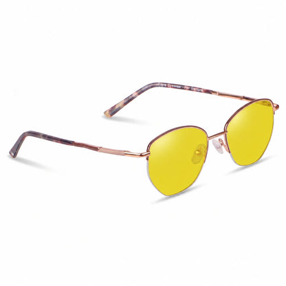 Lentes de sol Fiore 3921 Brown con cristal amarillo polarizado UV400, vista en tres cuartos para mujer #color_amarillo