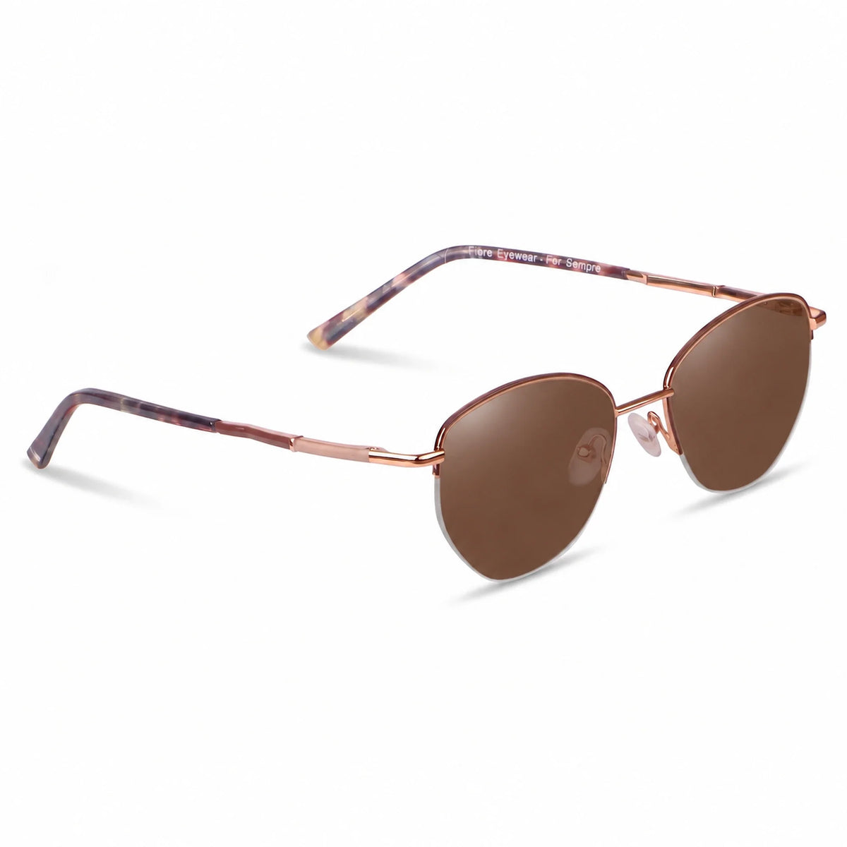 Lentes de sol Fiore 3921 Brown con cristal café polarizado UV400, vista en tres cuartos para mujer #color_cafe