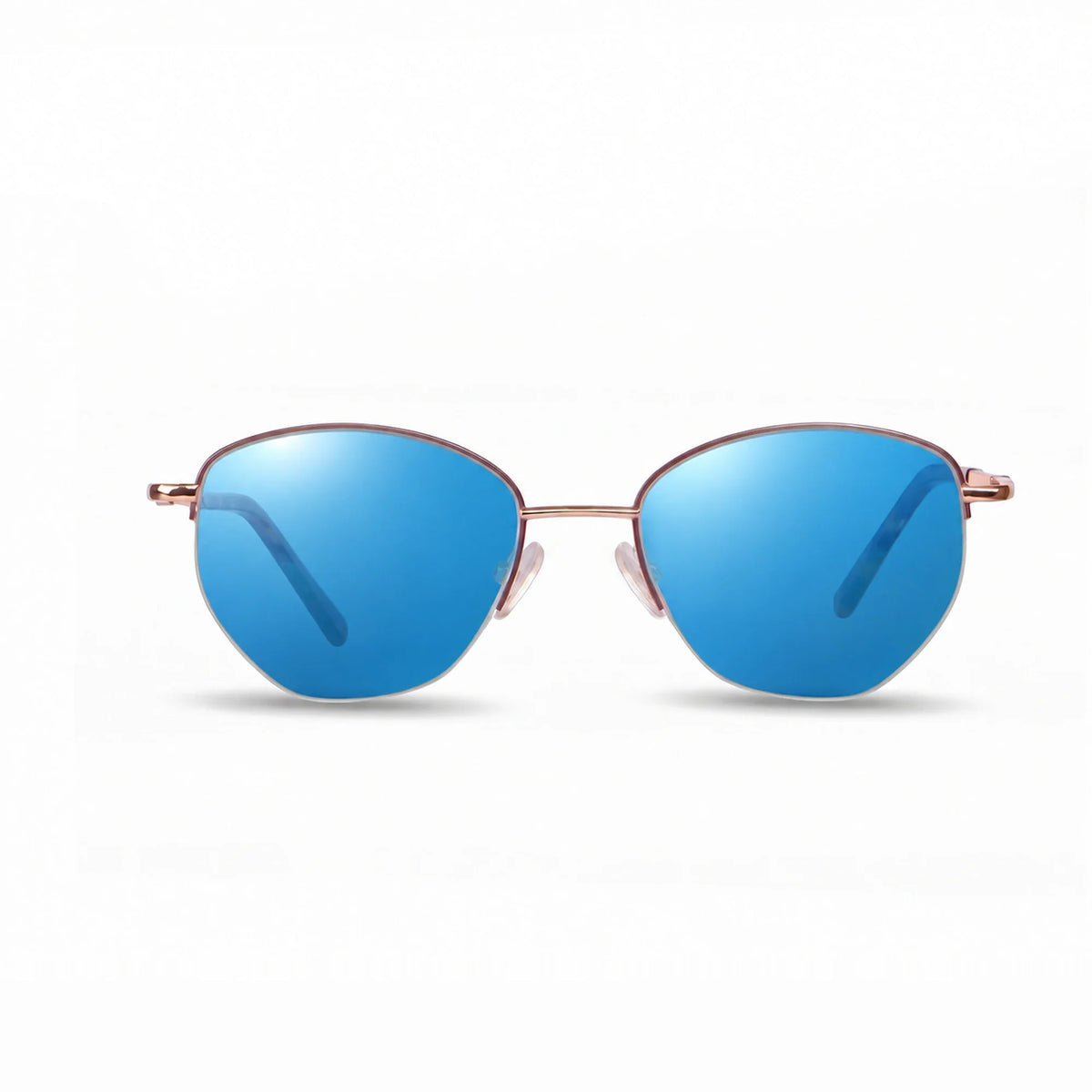 Lentes de sol Fiore 3921 Brown con cristal espejado azul polarizado UV400, vista frontal para mujer #color_espejado-azul #foto_frontal