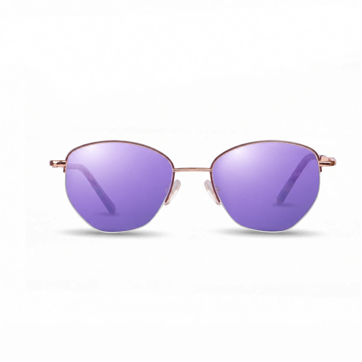 Lentes de sol Fiore 3921 Brown con cristal espejado morado polarizado UV400, vista frontal para mujer #color_espejado-morado #foto_frontal