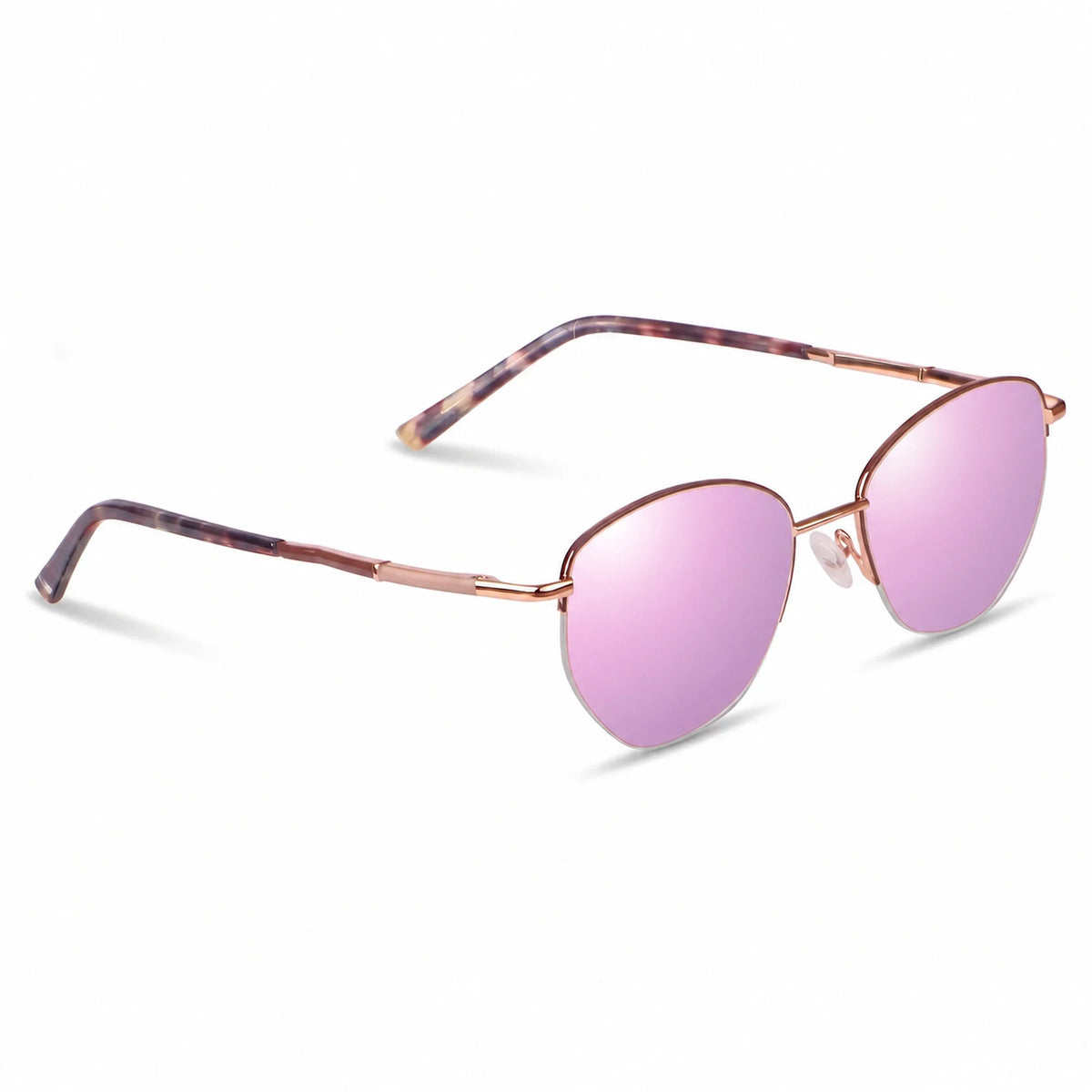 Lentes de sol Fiore 3921 Brown con cristal espejado rosado polarizado UV400, vista en tres cuartos para mujer #color_espejado-rosado