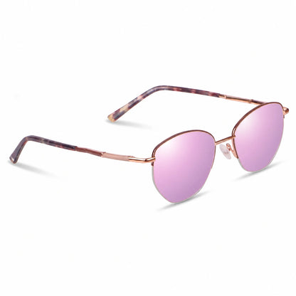 Lentes de sol Fiore 3921 Brown con cristal espejado rosado polarizado UV400, vista en tres cuartos para mujer #color_espejado-rosado