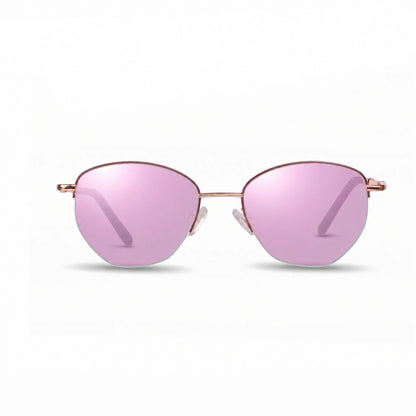 Lentes de sol Fiore 3921 Brown con cristal espejado rosado polarizado UV400, vista frontal para mujer #color_espejado-rosado #foto_frontal