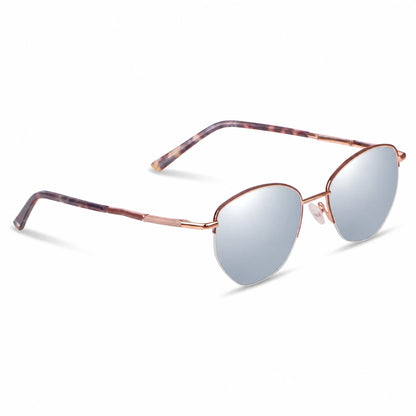 Lentes de sol Fiore 3921 Brown con cristal espejado silver polarizado UV400, vista en tres cuartos para mujer #color_espejado-silver