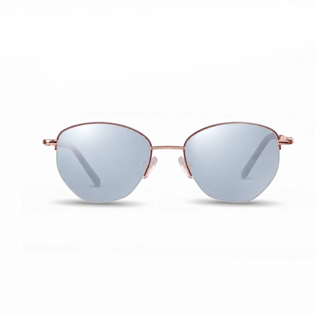 Lentes de sol Fiore 3921 Brown con cristal espejado silver polarizado UV400, vista frontal para mujer #color_espejado-silver #foto_frontal