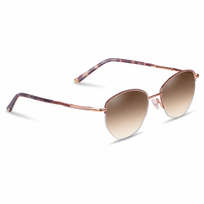 Lentes de sol Fiore 3921 Brown con cristal gradiente café polarizado UV400, vista en tres cuartos para mujer #color_gradiente-cafe