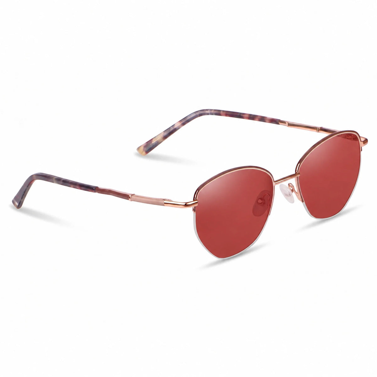 Lentes de sol Fiore 3921 Brown con cristal rojo polarizado UV400, vista en tres cuartos para mujer #color_rojo