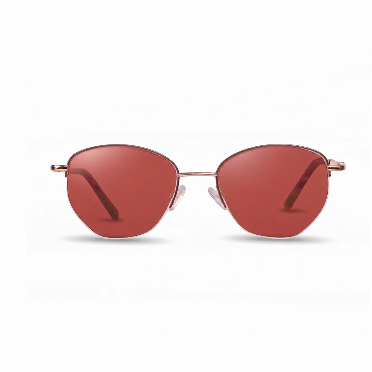 Lentes de sol Fiore 3921 Brown con cristal rojo polarizado UV400, vista frontal para mujer #color_rojo #foto_frontal