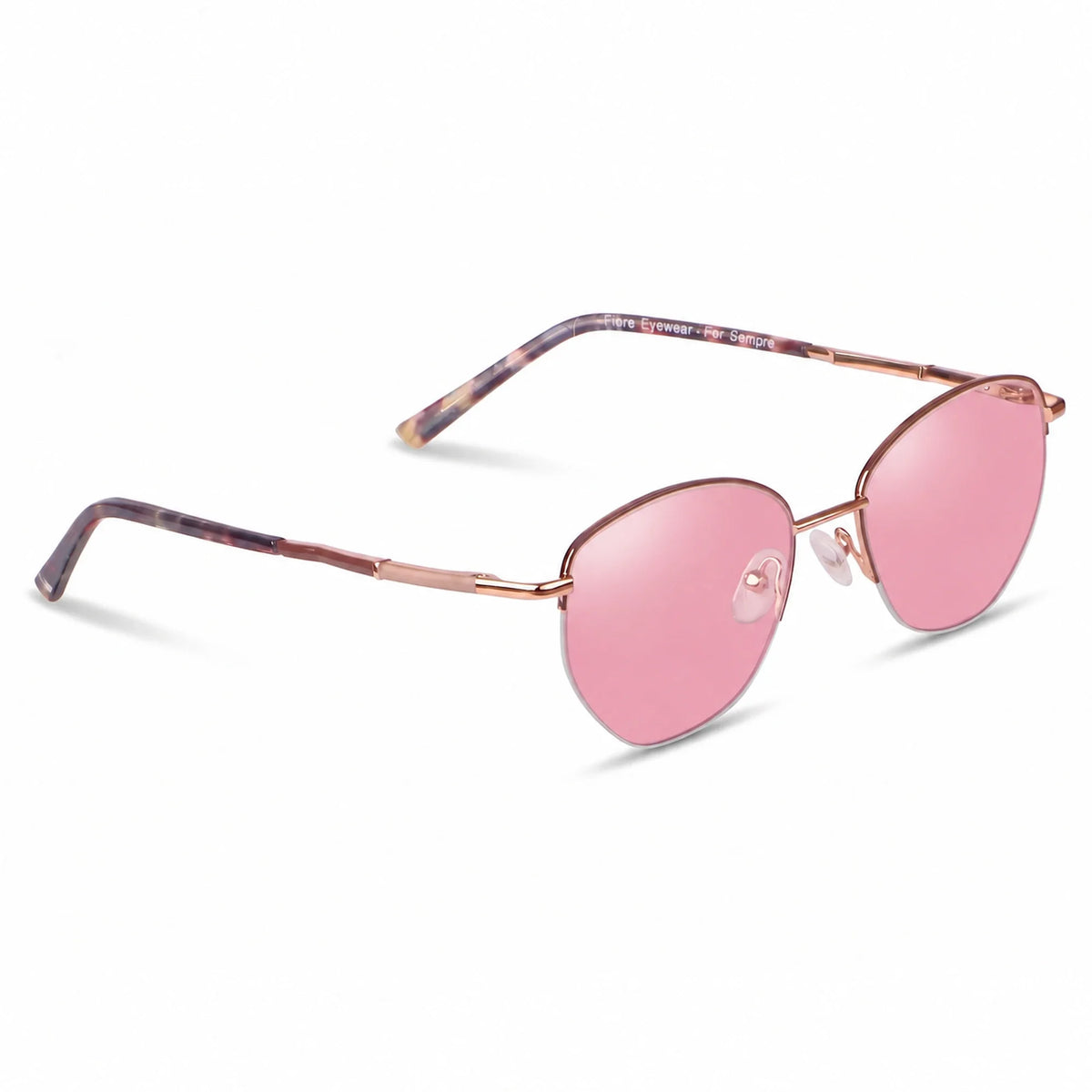 Lentes de sol Fiore 3921 Brown con cristal rosado polarizado UV400, vista en tres cuartos para mujer #color_rosado