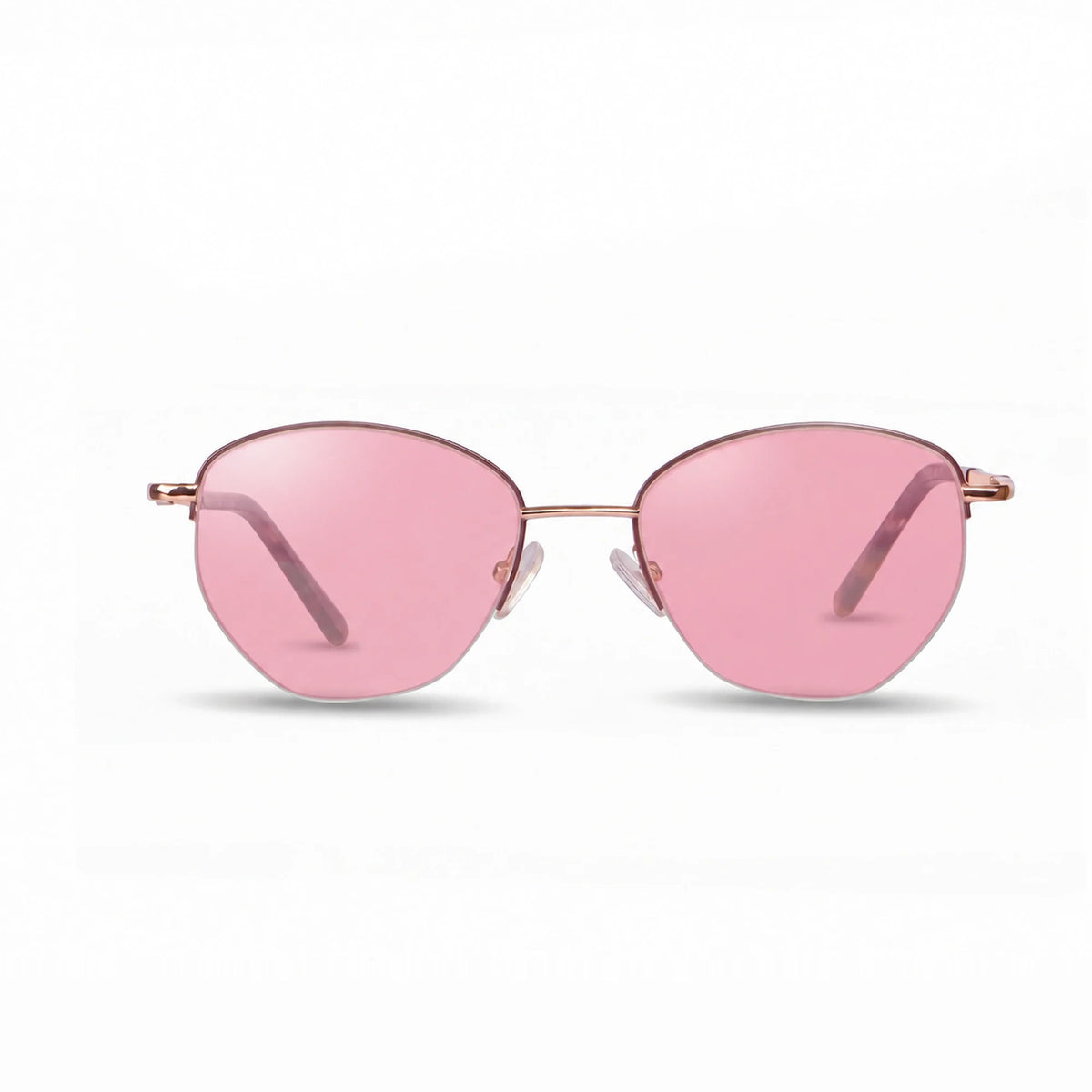 Lentes de sol Fiore 3921 Brown con cristal rosado polarizado UV400, vista frontal para mujer #color_rosado #foto_frontal