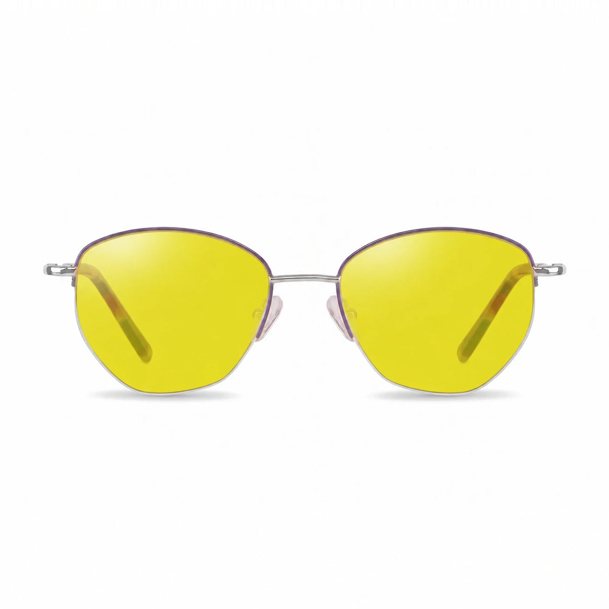 Lentes de sol Fiore 3921 Morado con cristal amarillo polarizado UV400, vista frontal para mujer #color_amarillo #foto_frontal
