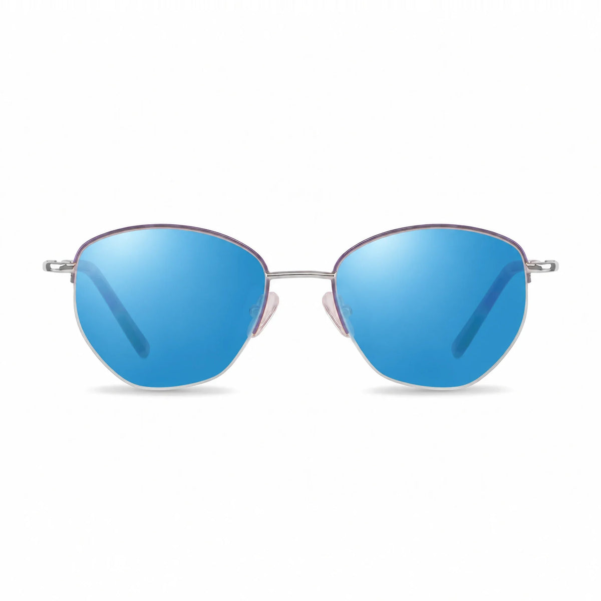 Lentes de sol Fiore 3921 Morado con cristal espejado azul polarizado UV400, vista frontal para mujer #color_espejado-azul #foto_frontal