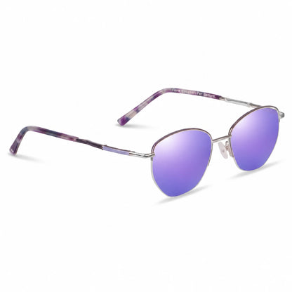 Lentes de sol Fiore 3921 Morado con cristal espejado morado polarizado UV400, vista en tres cuartos para mujer #color_espejado-morado