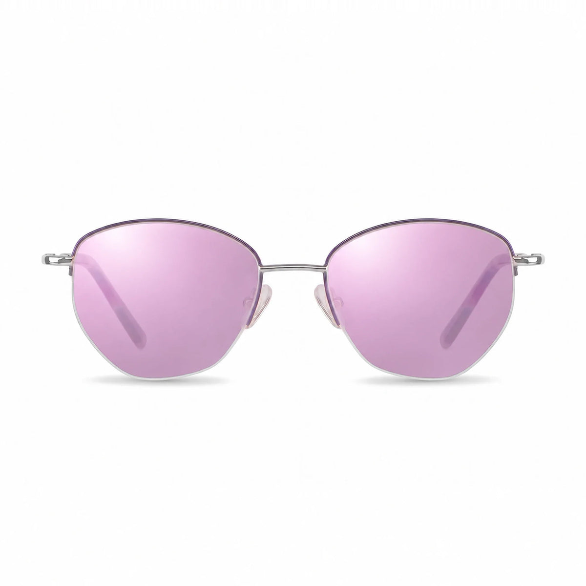 Lentes de sol Fiore 3921 Morado con cristal espejado rosado polarizado UV400, vista frontal para mujer #color_espejado-rosado #foto_frontal