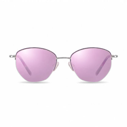 Lentes de sol Fiore 3921 Morado con cristal espejado rosado polarizado UV400, vista frontal para mujer #color_espejado-rosado #foto_frontal