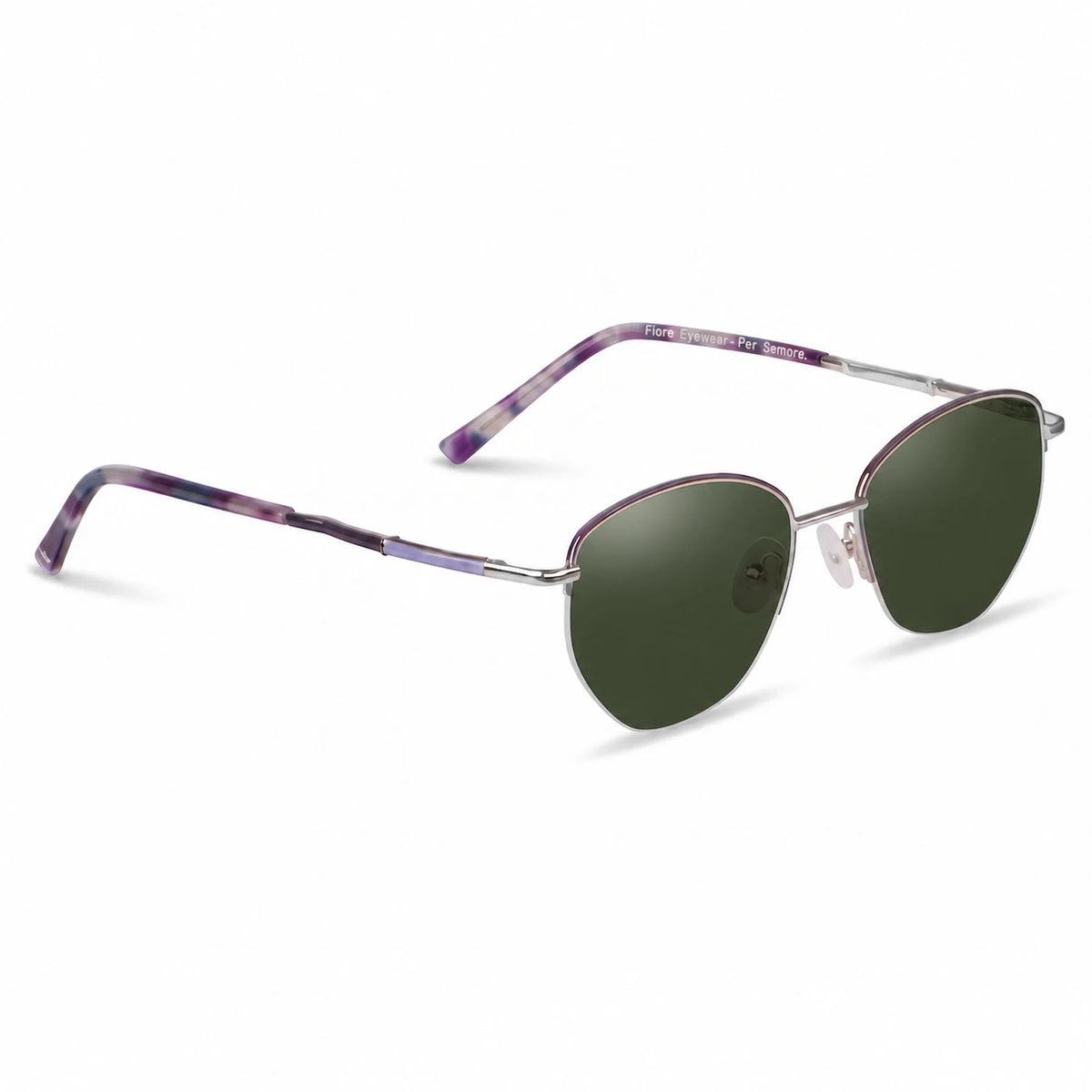 Lentes de sol Fiore 3921 Morado con cristal G15 polarizado UV400, vista en tres cuartos para mujer #color_g15