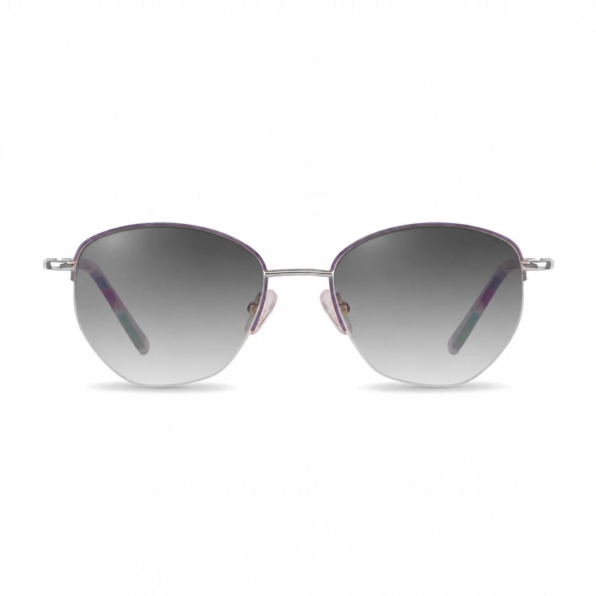 Lentes de sol Fiore 3921 Morado con cristal gradiente gris polarizado UV400, vista frontal para mujer #color_gradiente-gris #foto_frontal