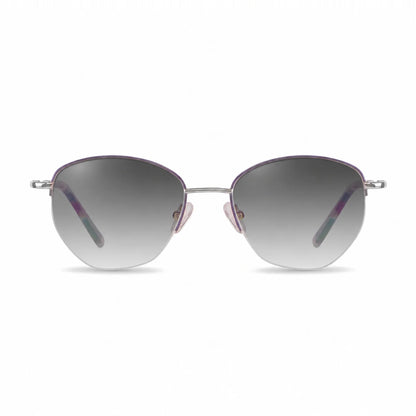 Lentes de sol Fiore 3921 Morado con cristal gradiente gris polarizado UV400, vista frontal para mujer #color_gradiente-gris #foto_frontal