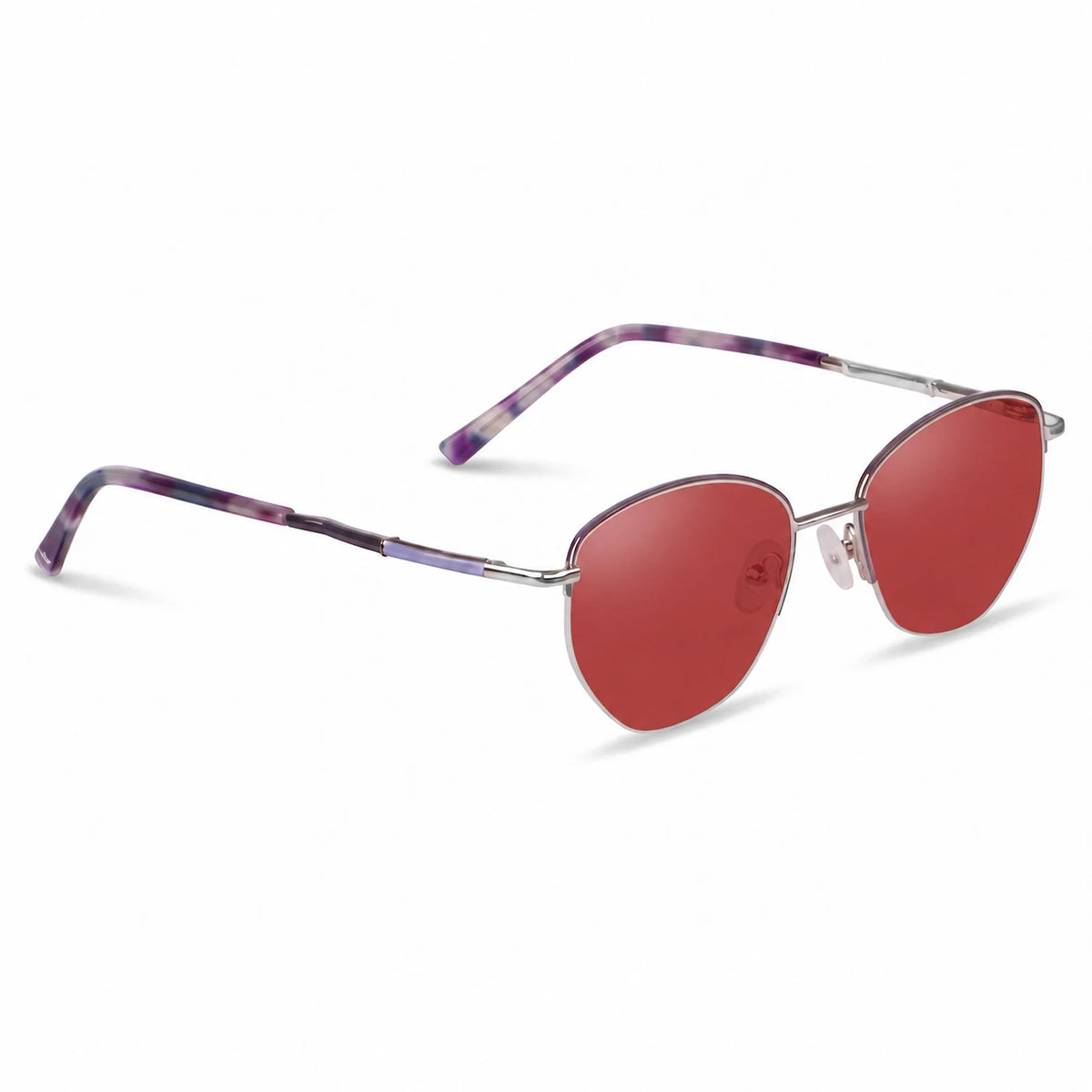 Lentes de sol Fiore 3921 Morado con cristal rojo polarizado UV400, vista en tres cuartos para mujer #color_rojo