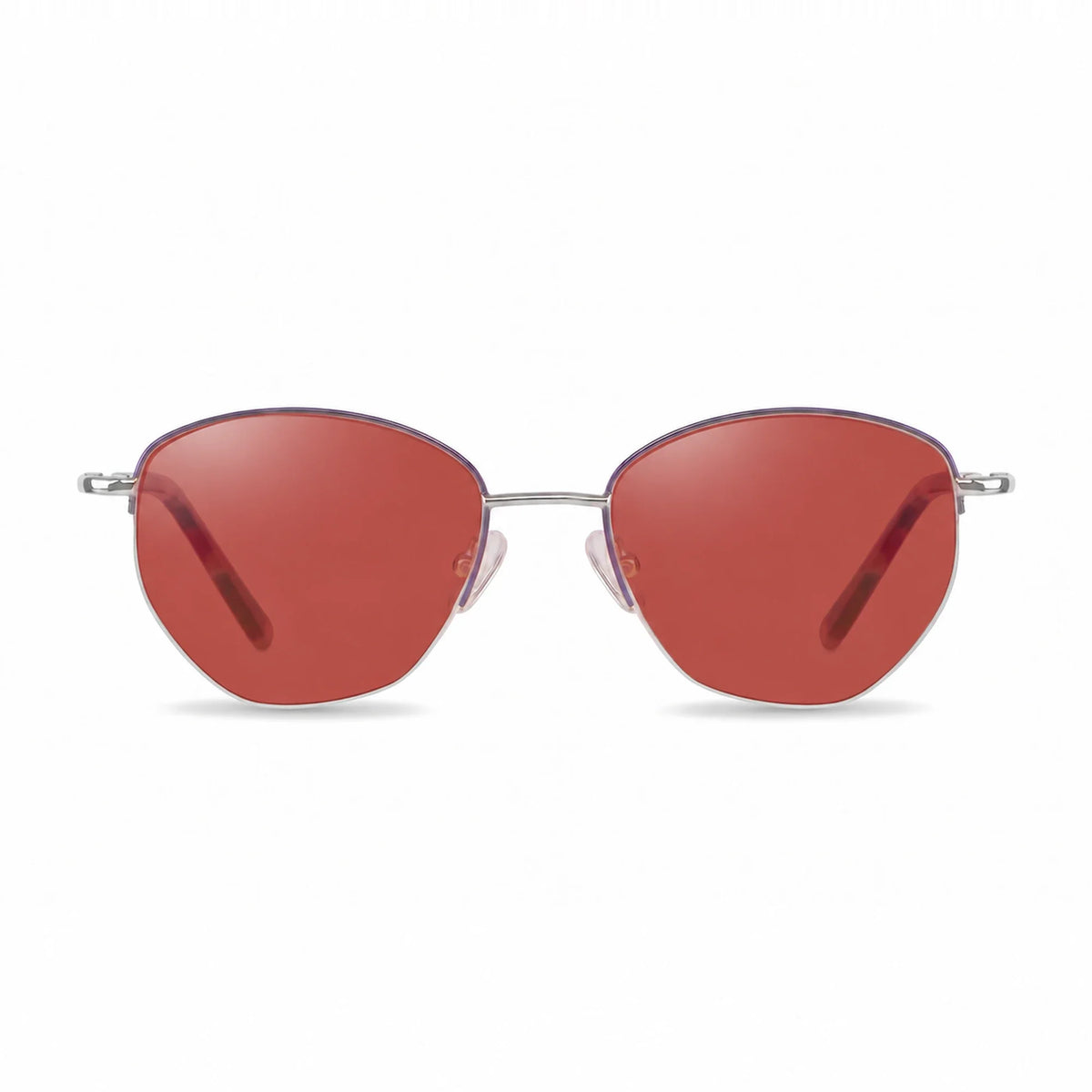 Lentes de sol Fiore 3921 Morado con cristal rojo polarizado UV400, vista frontal para mujer #color_rojo #foto_frontal