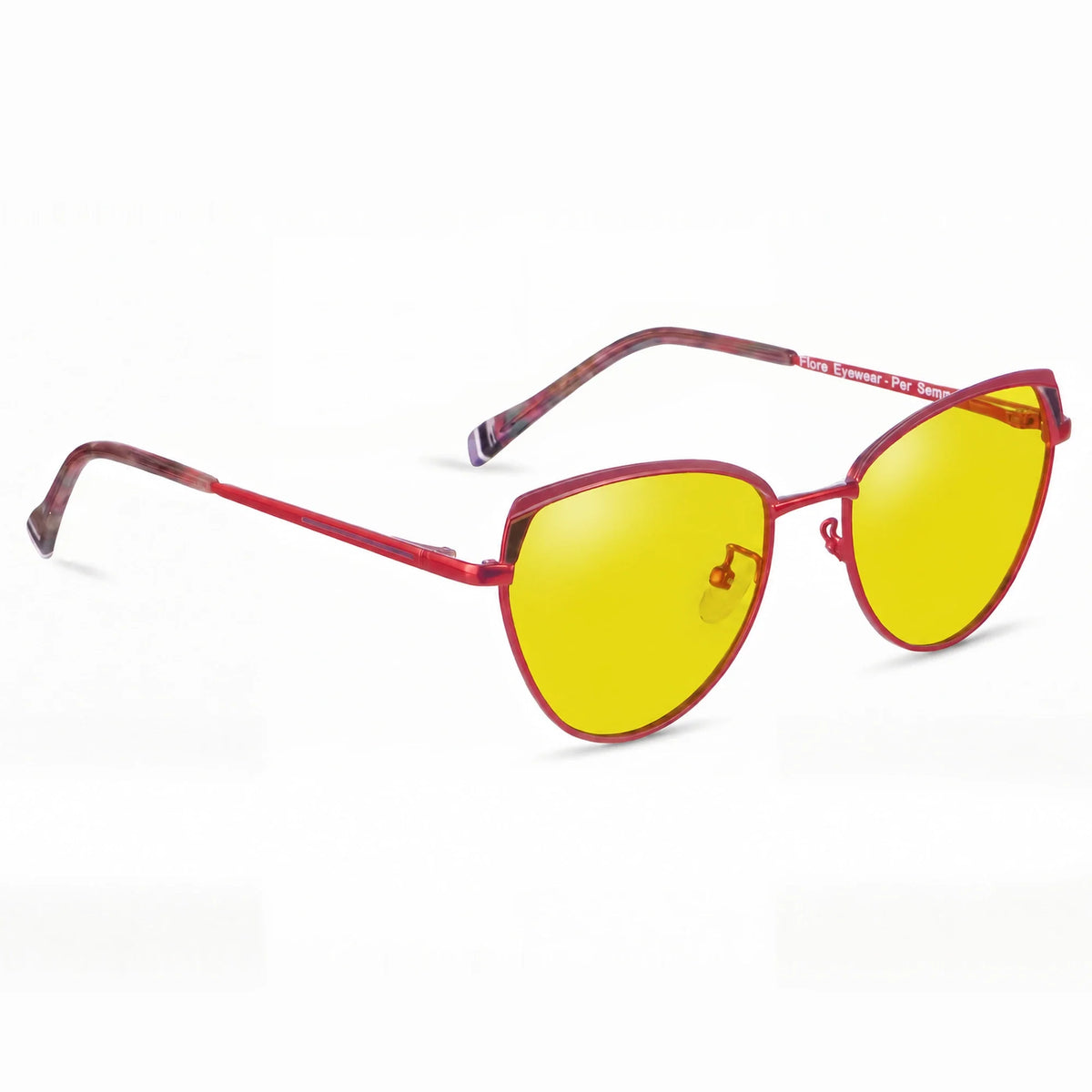 Lentes de sol Fiore 3983 Rojo con cristal amarillo polarizado UV400, vista en tres cuartos para mujer #color_amarillo