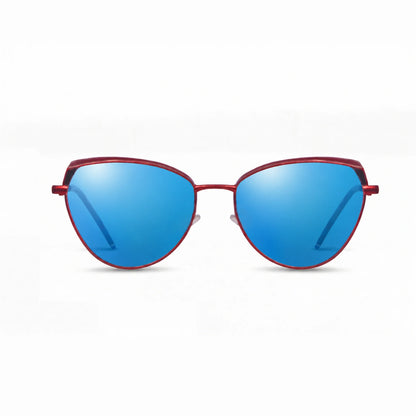 Lentes de sol Fiore 3983 Rojo con cristal espejado azul polarizado UV400, vista frontal para mujer #color_espejado-azul #foto_frontal
