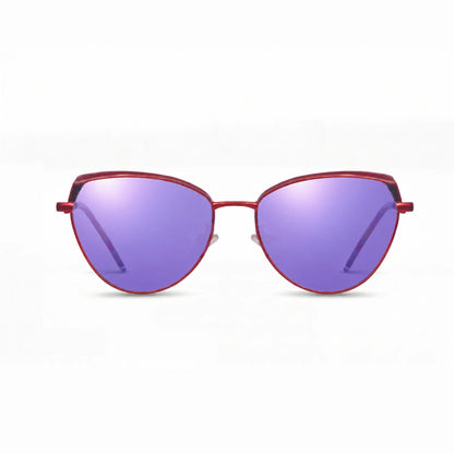 Lentes de sol Fiore 3983 Rojo con cristal espejado morado polarizado UV400, vista frontal para mujer #color_espejado-morado #foto_frontal