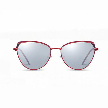 Lentes de sol Fiore 3983 Rojo con cristal espejado silver polarizado UV400, vista frontal para mujer #color_espejado-silver #foto_frontal