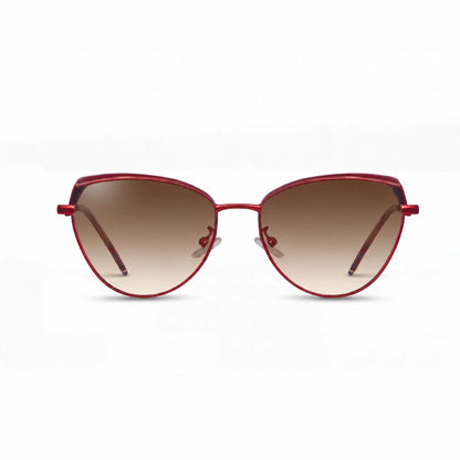 Lentes de sol Fiore 3983 Rojo con cristal gradiente café polarizado UV400, vista frontal para mujer #color_gradiente-cafe #foto_frontal