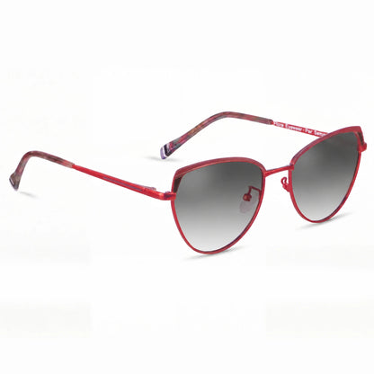Lentes de sol Fiore 3983 Rojo con cristal gradiente gris polarizado UV400, vista en tres cuartos para mujer #color_gradiente-gris