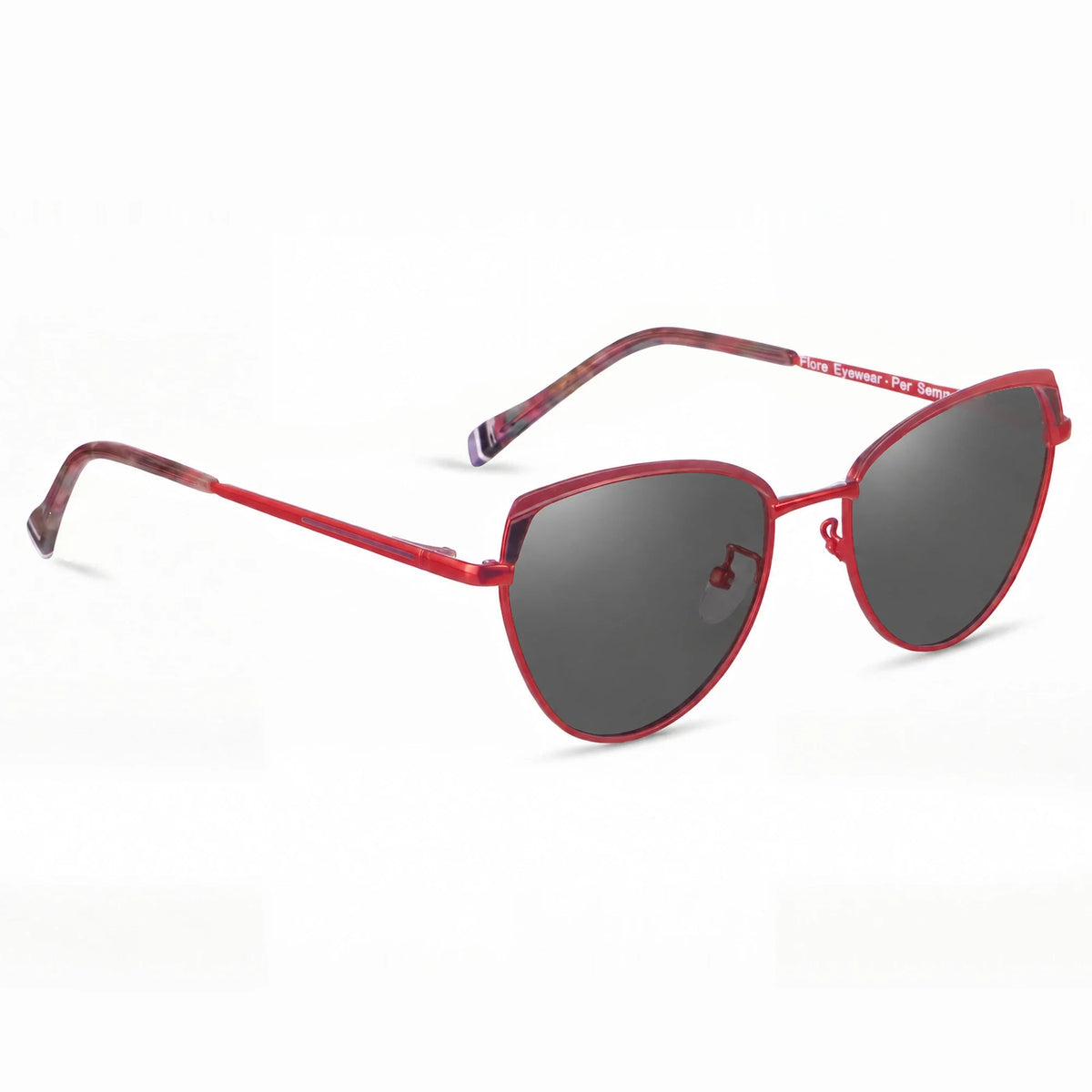 Lentes de sol Fiore 3983 Rojo con cristal negro polarizado UV400, vista en tres cuartos para mujer #color_negro