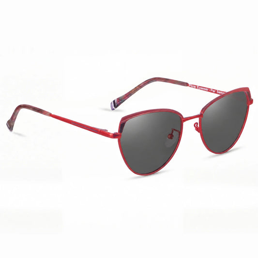 Lentes de sol Fiore 3983 Rojo con cristal negro polarizado UV400, vista en tres cuartos para mujer #color_negro