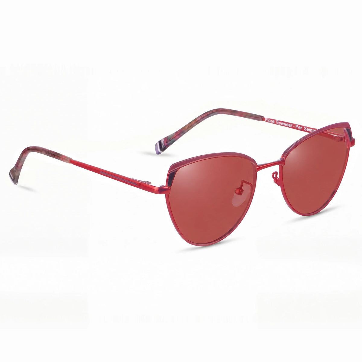 Lentes de sol Fiore 3983 Rojo con cristal rojo polarizado UV400, vista en tres cuartos para mujer #color_rojo