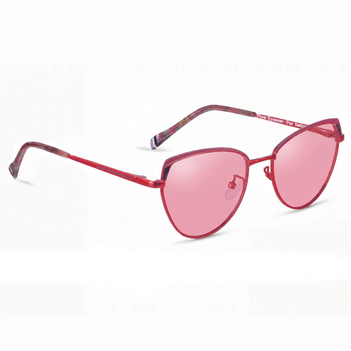 Lentes de sol Fiore 3983 Rojo con cristal rosado polarizado UV400, vista en tres cuartos para mujer #color_rosado